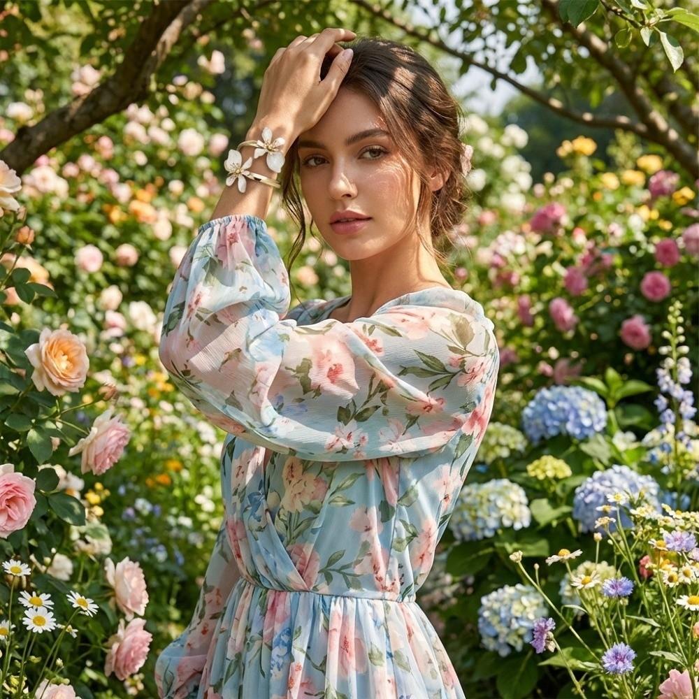 Exaggerated Design Big Flower Bracelet Luxurious Style Three-Dimensional Bracelet  Vacation Style