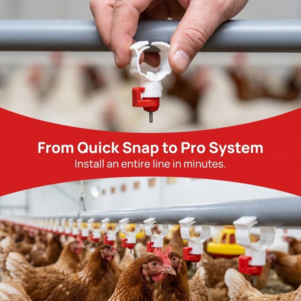 20Pcs Plastic Chicken Nipple Feeder Red & White Chicken Nipple Drinker Poultry Rearing