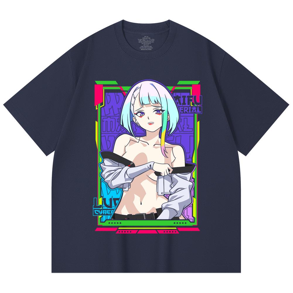 230 Gsm 100% Cotton Cyberpunk V11 Lucy Waifu Print Unisex Heavy Cotton T Shirt