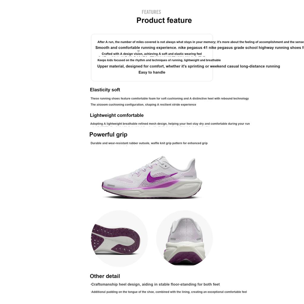 Nike Air Zoom Pegasus 41 GS Blanco Hiper Violeta Zapatillas para Niños Morado Negro Más allá del Rosa FN5041-104