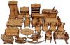 Holz Miniatur Möbel Set Puppenhaus Einfaches Montage-Set Kein Werkzeug erforderlich Rollenspiel Kleine Möbel (Braun)