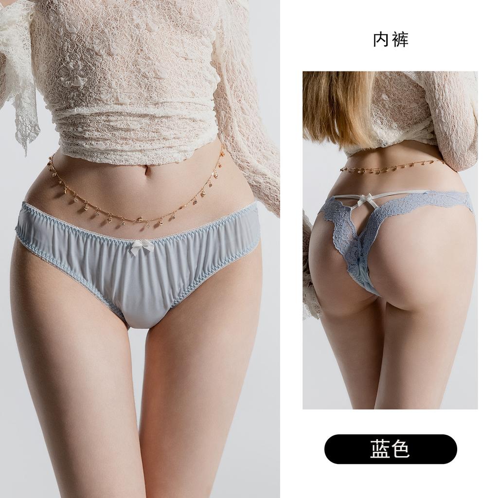 Women's Silky Lace Cutout Bow Comfy Low Rise Briefs