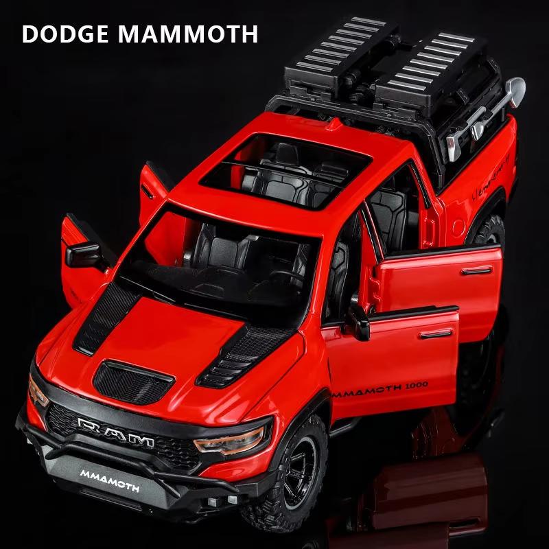 New 1:32 Dodge RAM 1000 TRX Mammoth Picku Alloy Car Model with Sound and Light Pull Back Children's Toy Collectible Birthday Gift