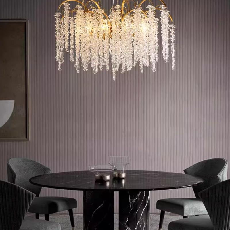 LED Crystal Tassel Chandelier: French-American Style for Living Room, Bedroom, or Restaurant
