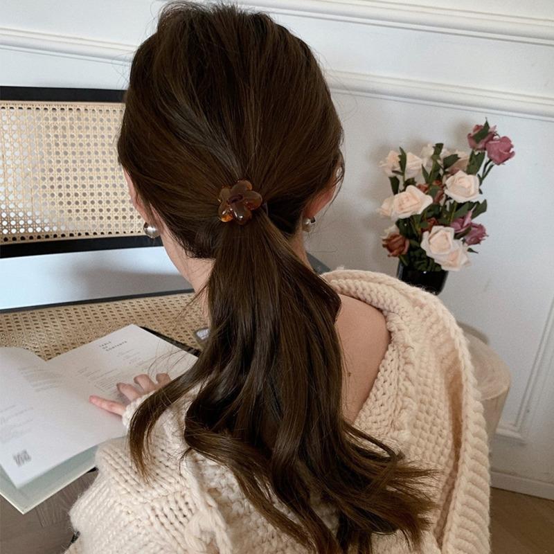 Korean Metal Flower Heart Elastic Rubber Band Scrunchies Elegant Hair Rope Hairband For Women Headband Hair Accessories Headwear