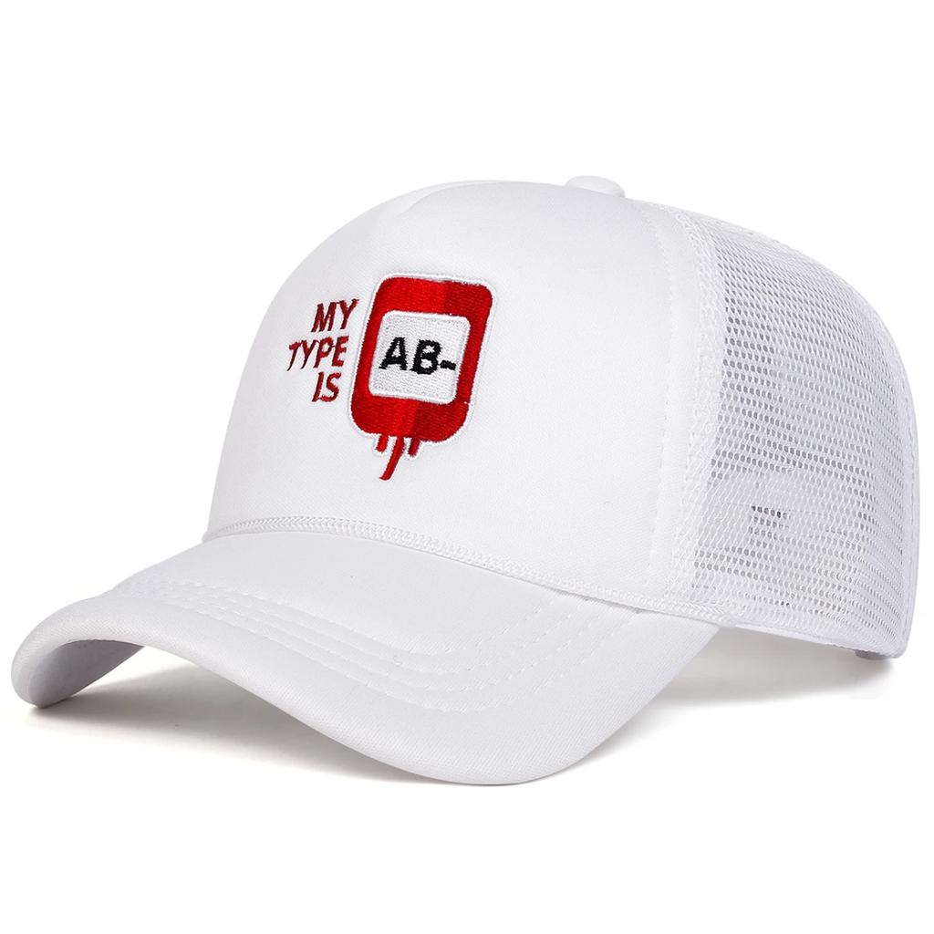 Unisex MY TYPE IS AB Letter Embroidery Baseball Net Caps Spring Summer Outdoor Sunscreen Hat Adjustable Casual Hats Sports Cap
