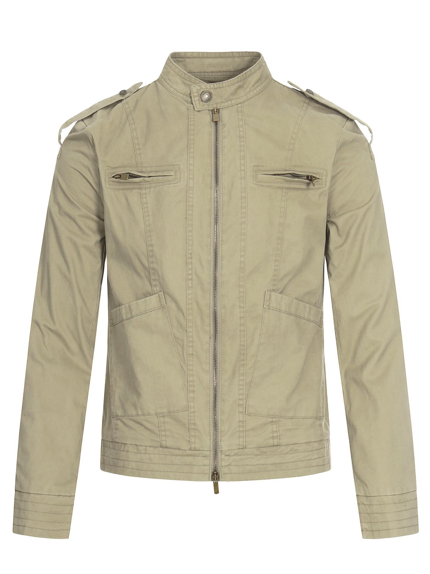 11KN Unisex Retro Stand Collar Distressed Workwear Jacket - Casual, Loose, Short Street Style L