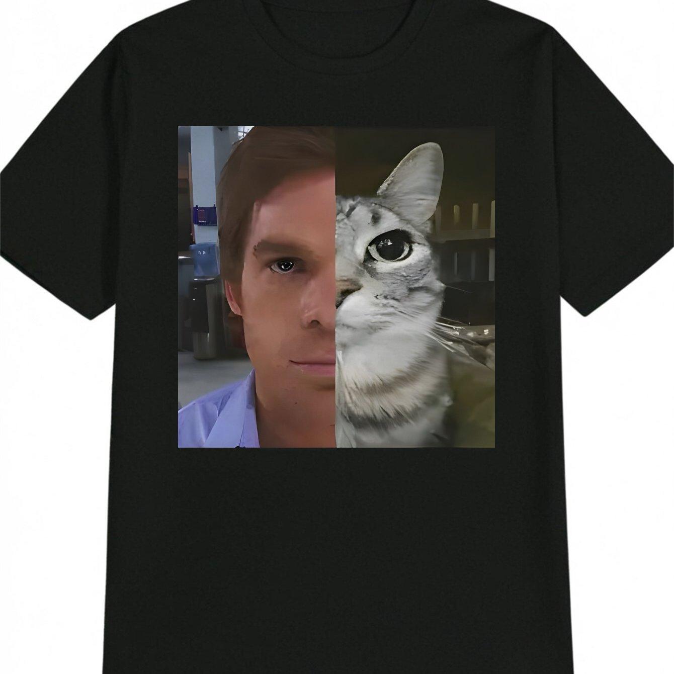 Men s Casual Round Neck T-Shirt, Printed Pattern Men s Top, Men s Gift L чёрный