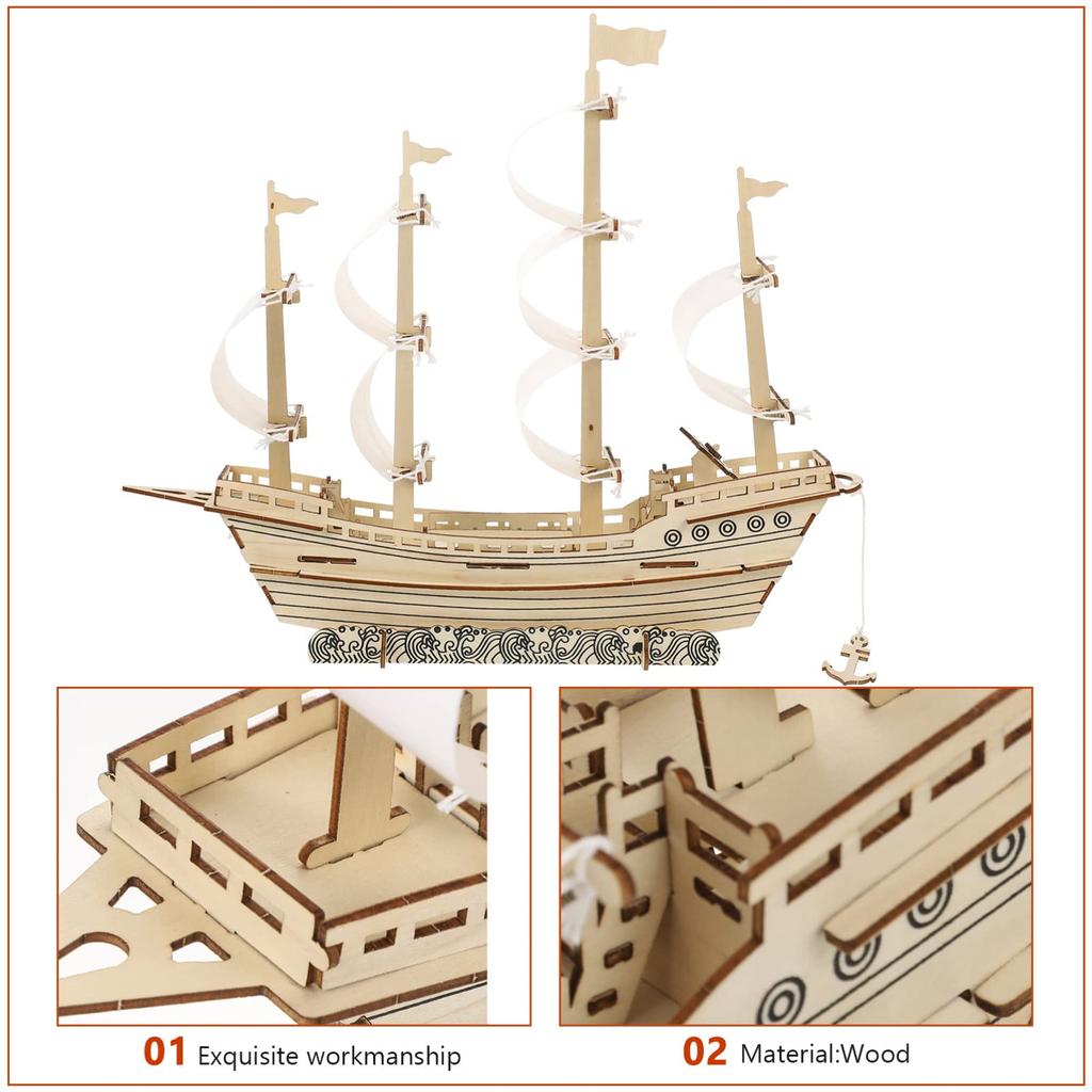 SAFIGLE Sailing Ship Wood Puzzle A DIY 3D Puzzle for Building Model Ships and Sailing Models for Kit Children.