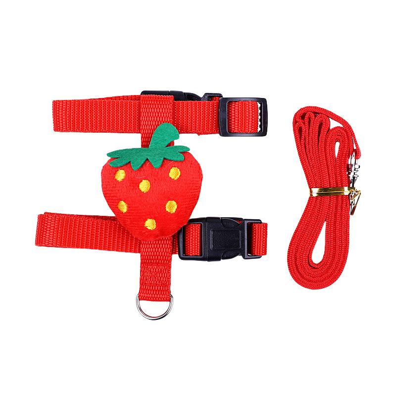 Cartoon Fruit Harness Rabbit Cat Harness And Leash Set Adjustable Pet Harnesses For Small Animals Outdoor Walking Traction Rope