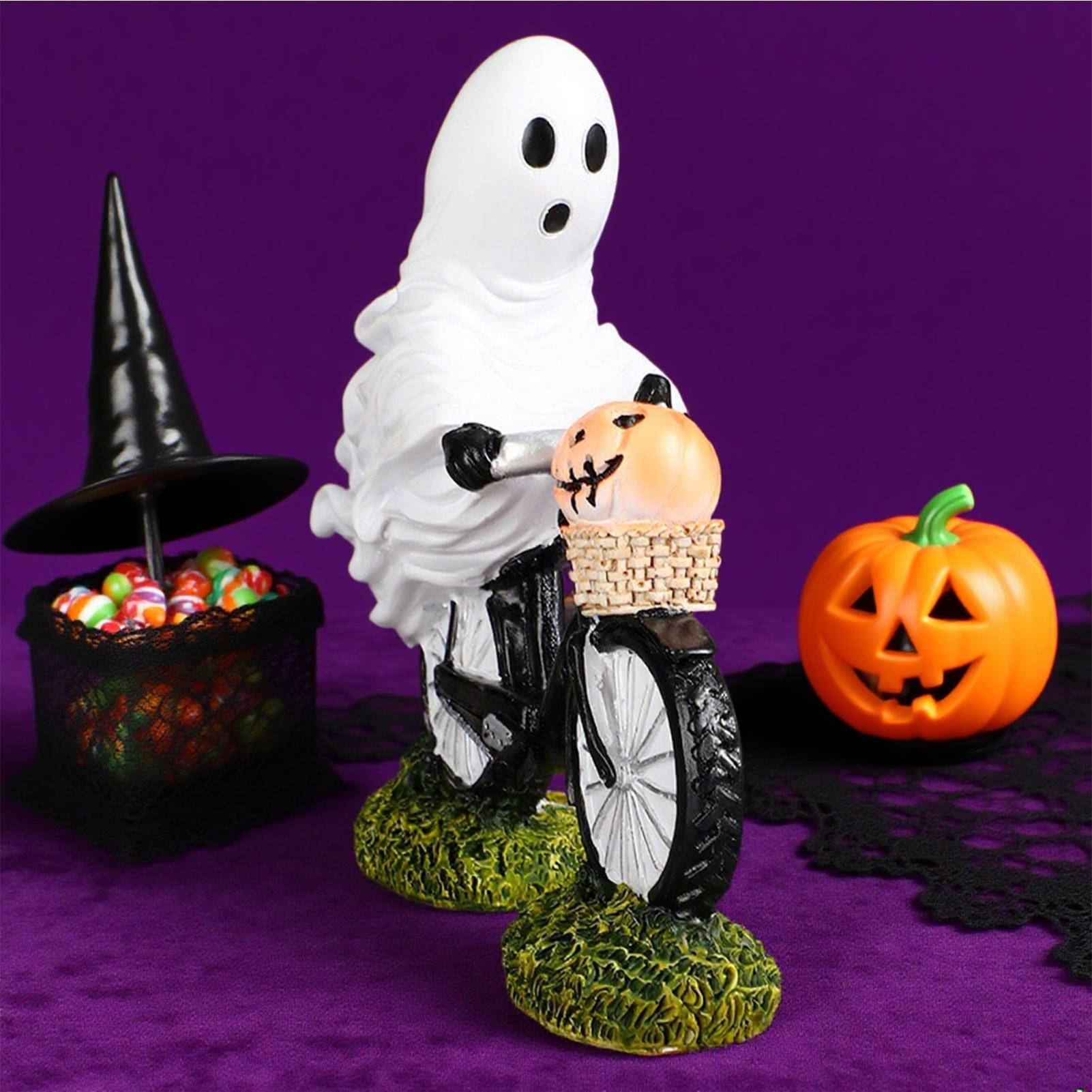 Ghost Figurine Halloween ghost riding a bicycle ornaments ghost resin crafts Halloween Figurine Seasonal Desk Display Ornaments China Mainland