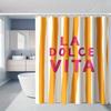 La Dolce Vita Striped Shower Curtain Machine Washable All Season Waterproof Privacy Protection Modern Design Fun Hooks Included