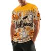 Men's Halloween Printed Round Neck Raglan Short Sleeve Top T-Shirt