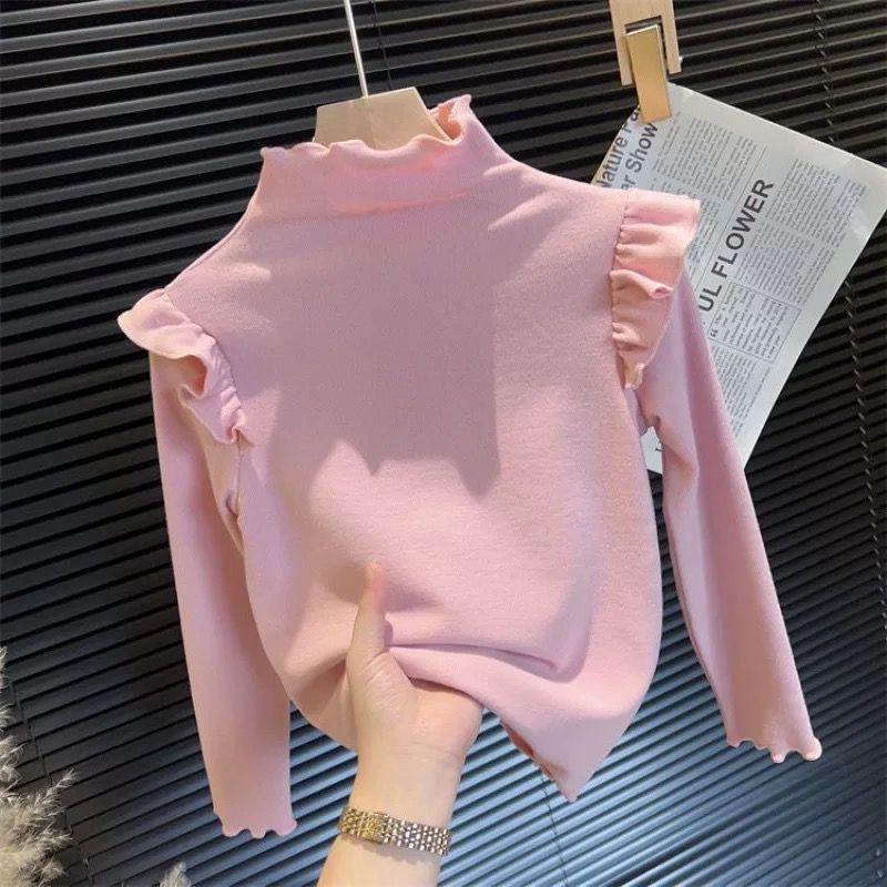 Girls' Autumn/Winter Flying Sleeve Long-Sleeve T-Shirt - Trendy Korean Style Inner Wear