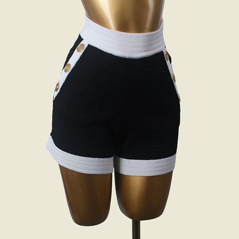 

Байя Цветовая гамма Элегантные вязаные шорты Металлические пуговицы Летние Зарубежная торговля Оригинальный заказ Женские повседневные брюки Black All yards