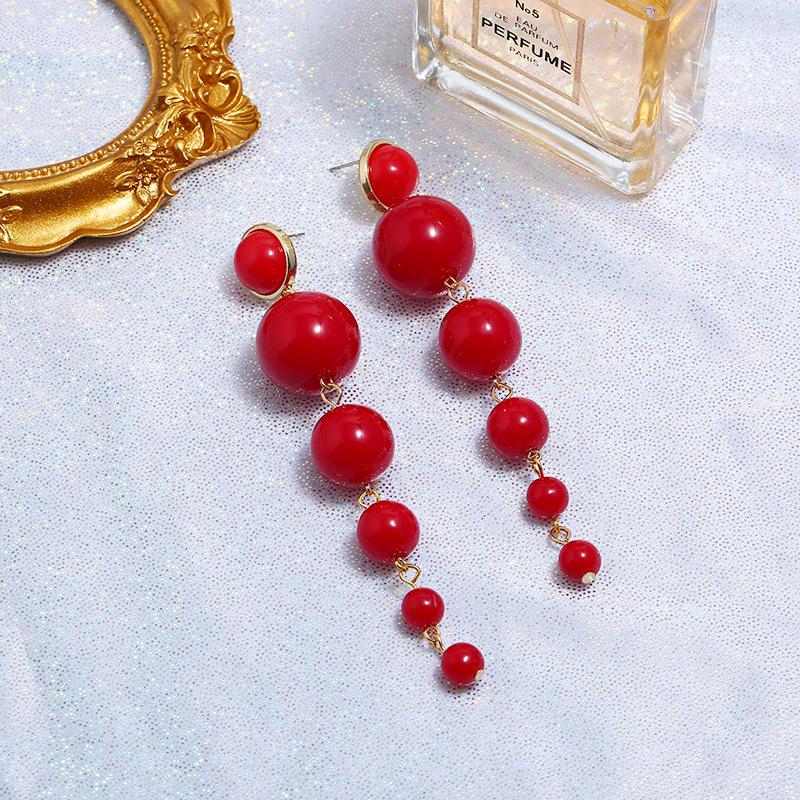 Retro personality pearl long stud earrings female versatile simple Internet celebrity temperament earrings fashion trendy earrings