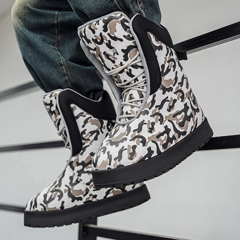 Herren Camouflage High-Top Stiefel Verdickte Weiche Kältefeste Warme Stiefel Outdoor Street Rutschfest Weihnachtsgeschenke Neu Winter Chic