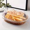 1pc Imitation Rattan Bread Basket with Lid Wicker Bread Baskets for Serving Woven Fruit Basket with Cover Oval Food Baskets for Vegetables Restaurant