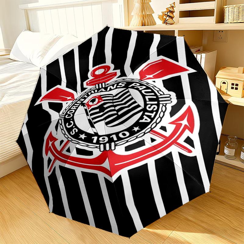 Ombrello con Emblema di Squadra di Calcio a 8 Stecche per Viaggio, Campeggio, Ombrello Leggero Portatile Casual, Essenziale per ogni Famiglia Regalo per le Vacanze