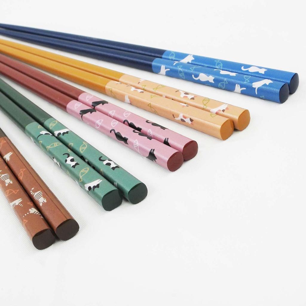 Ishida Chopsticks for 5 Made In Japan Guests, "Cat Weather," Pairs, Non-Slip, 23cm, 67065,