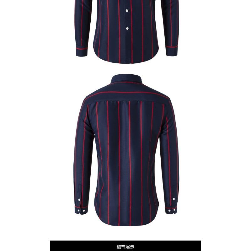 Men Striped Long Sleeve Casual Slim Fit Fashion Business Shirt