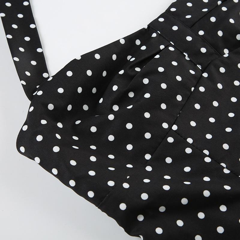 Women Summer Sweetheart Neck Polka Dot Ruffle Hem Slim Fit Sleeveless Camisole Top