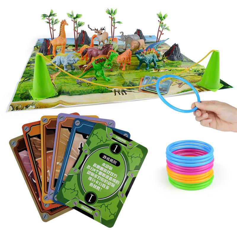 Indoor Throwing Trap Children'S Interactive Toy Storage Plastic Collar Dinosaur Animal Model Set