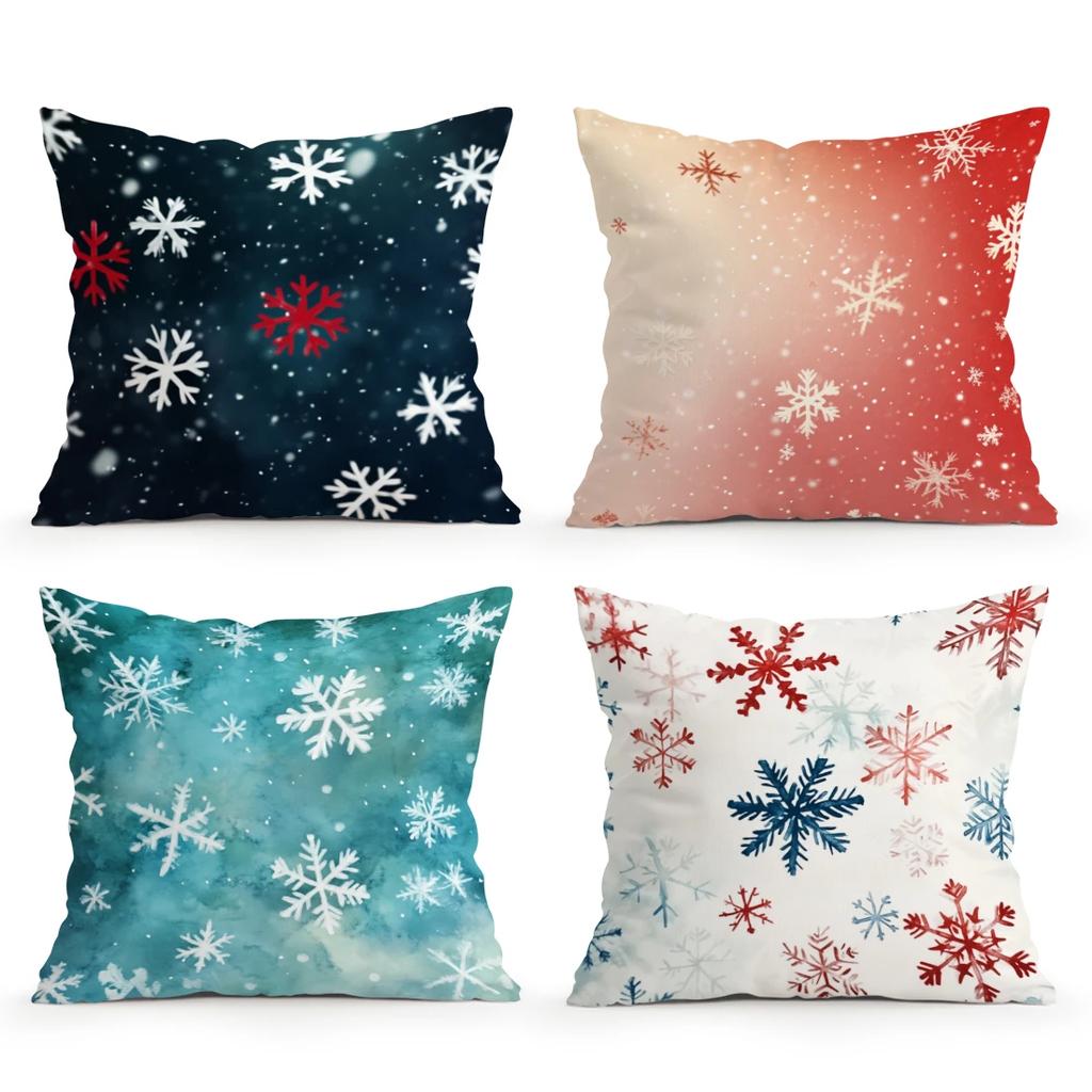 Christmas Snowflakes Cushions Pillowcase Polyester Cushion Cover Throw Pillow Pillowcover Home Car Sofa Decor