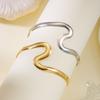 Bohemian Punk Metal Wavy Shape Open Arm Bracelet for Women Girls Fashion Geometric Cuff Bangle Armband Beach Party Jewelry Gift
