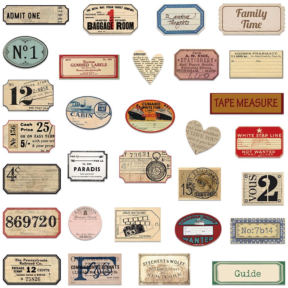 60Pcs Retro Sealing Labels Tag Stickers Vintage Vinyl  Decals Diy Wall Diary Suitcase Scrapbook Phone Motorbike Graffiti Sticker