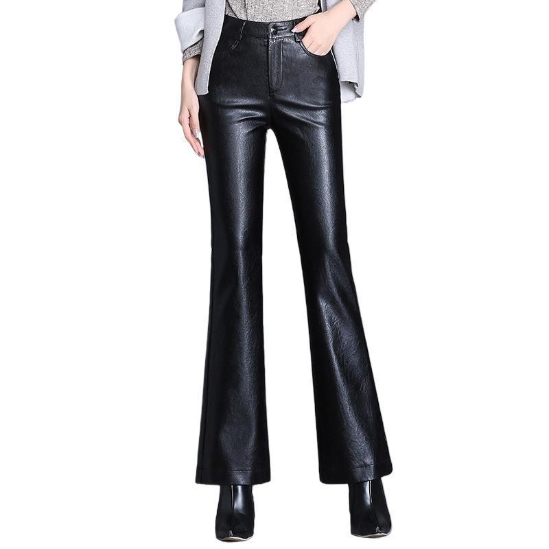 Women's Sheepskin Leather High-Waist Wide-Leg Pants - 2025 Autumn/Winter Collection