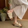 Green thick-soled one-word slippers women's summer wear non-slip soft-soled Birkencool slippers