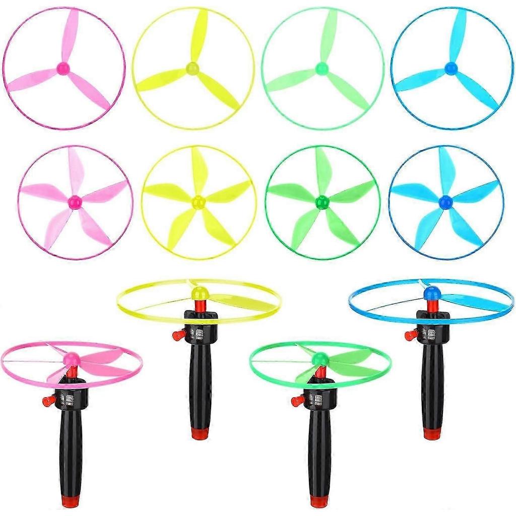 12-Piece Flying Saucer Toy Set with 4 String Launchers for Kids' Outdoor Play In Britain