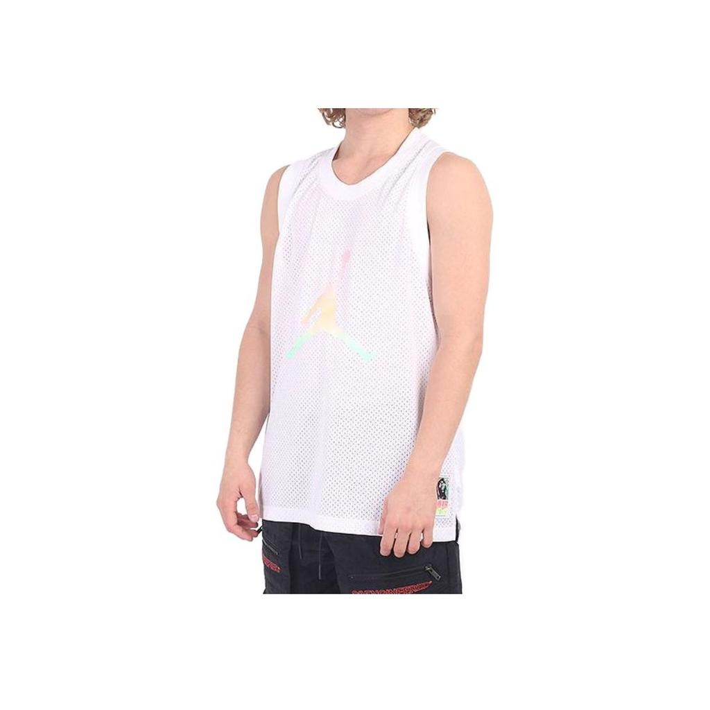 Jordan Breathable Mesh Logo Print Basketball Vest Men Tops White DQ5867-100