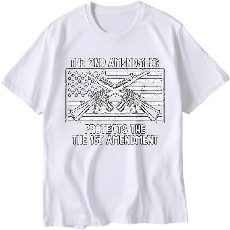 Soft Cotton Tee Workout Men short sleeve tshirt Casual The Second Amendment Protects The First Amendment Stylish For him Tshirt