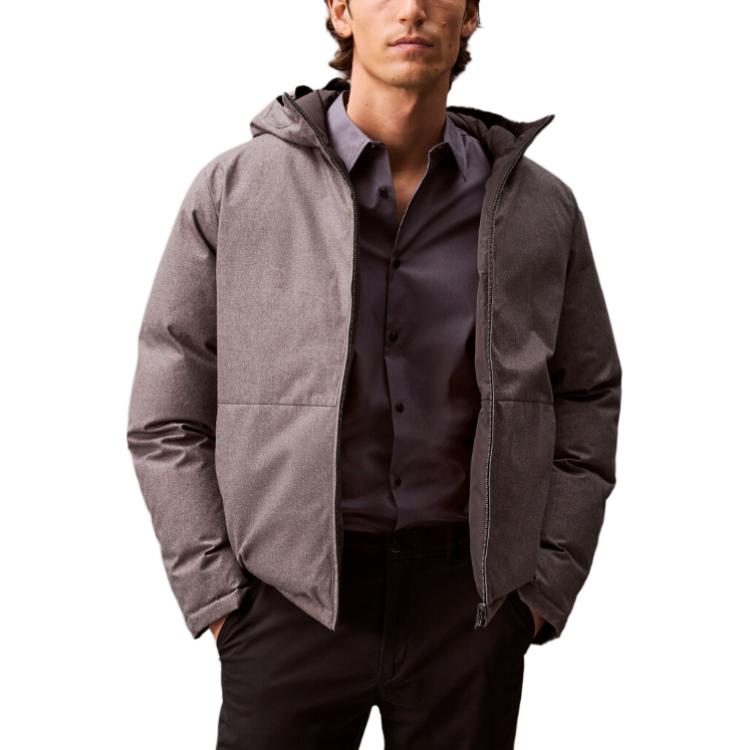 

Calvin Klein Solid Waterproof Comfortable Hooded Long Sleeve Down Jacket Men outerwear Bronze 40EM558-QPK S