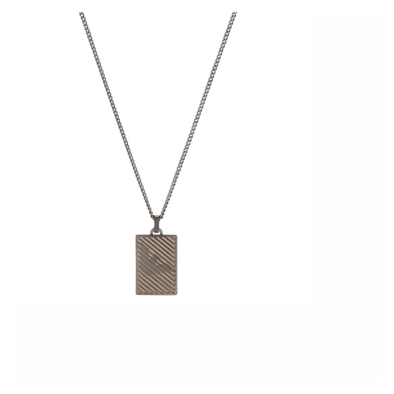 Emporio Armani Simple and Versatile Design Stainless Steel Necklace Men's Silver Silver F Basic Packaging-brand Original Box