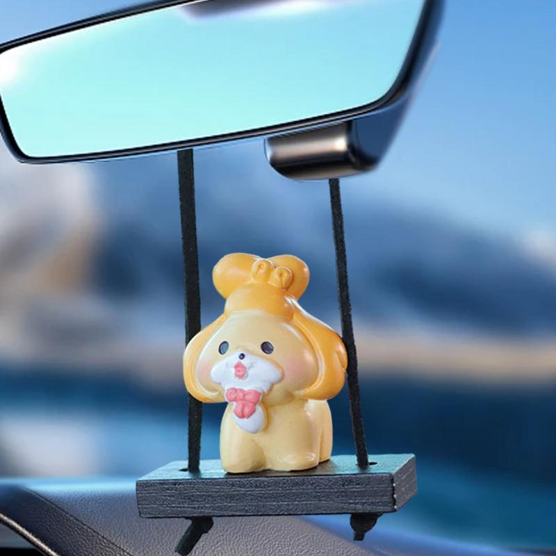 Swinging Animal Car Ornament Resin Auto Interior Dog Decoration Cute Truck Rearview Animal Ornament For Adding Fun To The Car