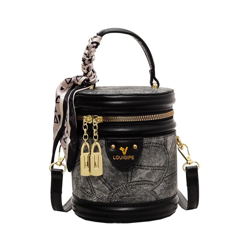 Direct Batch Cylinder Retro Portable Small Bag Women's New Autumn and Winter Fashion Casual Bucket Bag Messenger Sheet