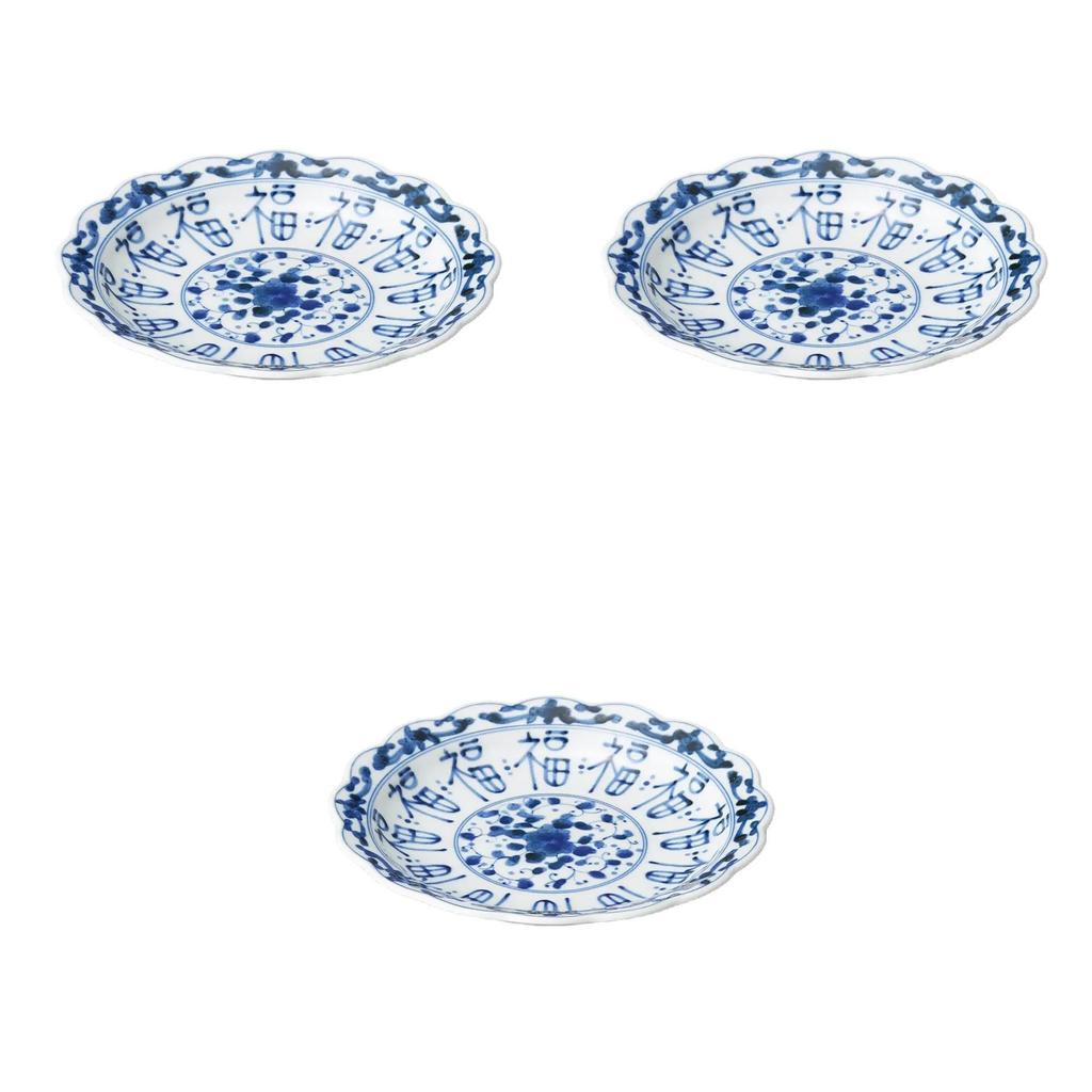 Set of 3 Fukufuku Hanawari Plates x Small Round Plates by Setomonohonpo 6.0 [19 3cm]