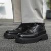 Men's casual leather shoes Classic Gentleman British Style Fashion parties or business office Black brown thick soled shoes