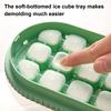 Press-to-Release Ice Cube Tray with Lid No-Touch Silicone Mold for Easy Release Food-Grade Leak-Proof Integrated Storage Box Home Bar Essential