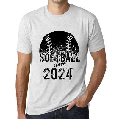 Men’s Vintage Tee Shirt Graphic T Shirt Softball Since 2024 Vintage White