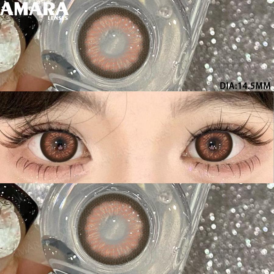 AMARA Fashion Colored Contact Lenses Brown Soft Lenses Beauty Lenses for BIG Eye Green Color Contact Eye Cosmetics Yearly Use