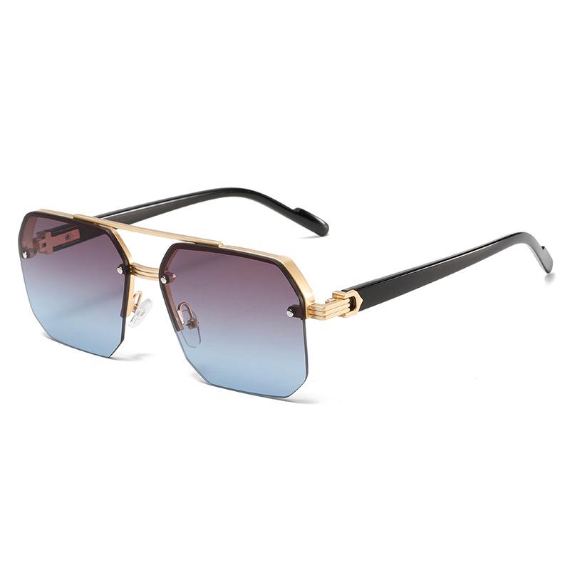 Men's Half-frame Double-beam Driving Sunglasses Simple Style Classic Versatile Anti-ultraviolet Sunglasses