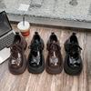 Leather small British big head small leather shoes women's spring new lace-up thick-soled heightening single shoes