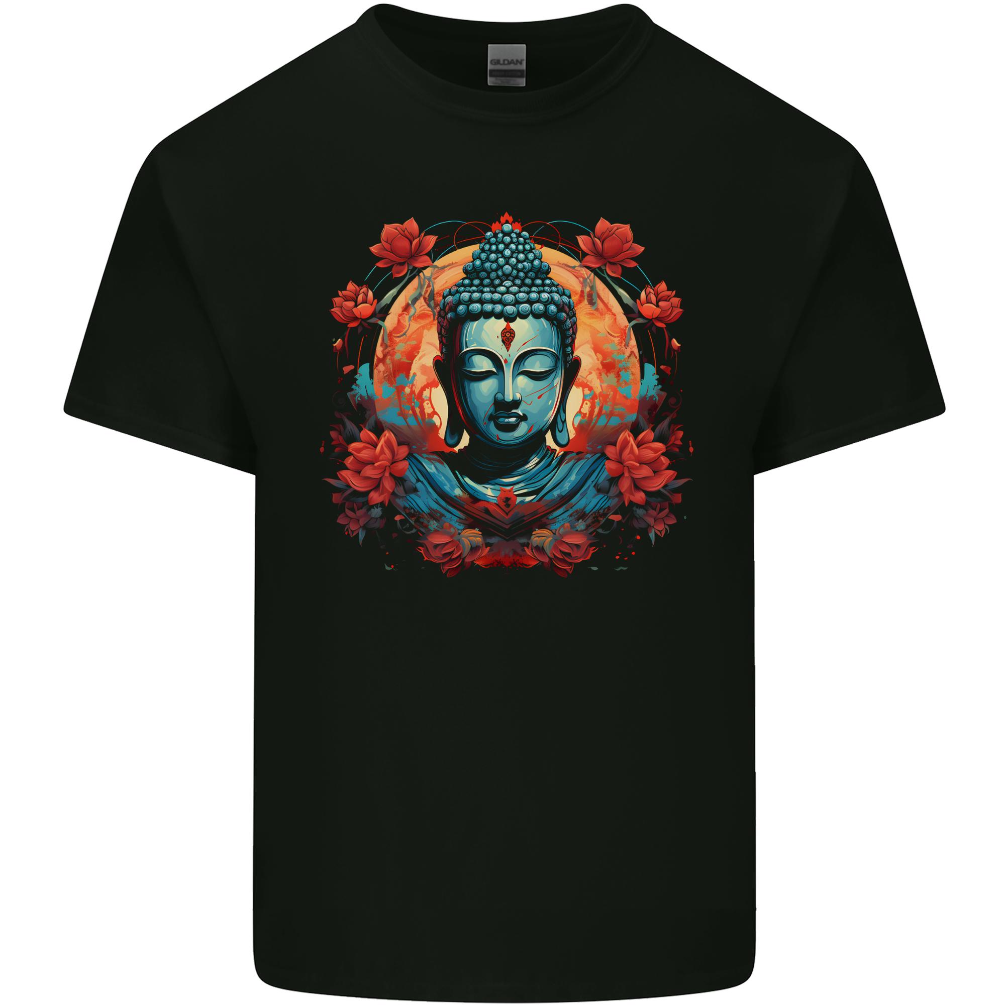 Buddha With Lotus Flowers Unisexs Light Cotton TShirt S