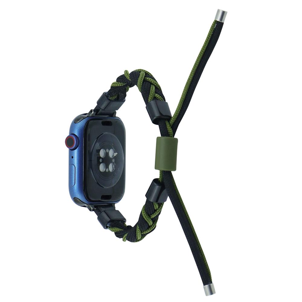 

Watch Strap for Apple Watch Series 10 42mm/9 8 7 41mm/SE (2023) SE (2022) SE 6 5 4 40mm/3 2 1 38mm Watch Strap Silicone Loop Braided Nylon Wristband Black Green