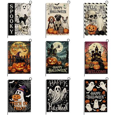Halloween Garden Flag Ghost Pumpkin Digital Print Yard Decoration Outdoor Banner Patio Flag
