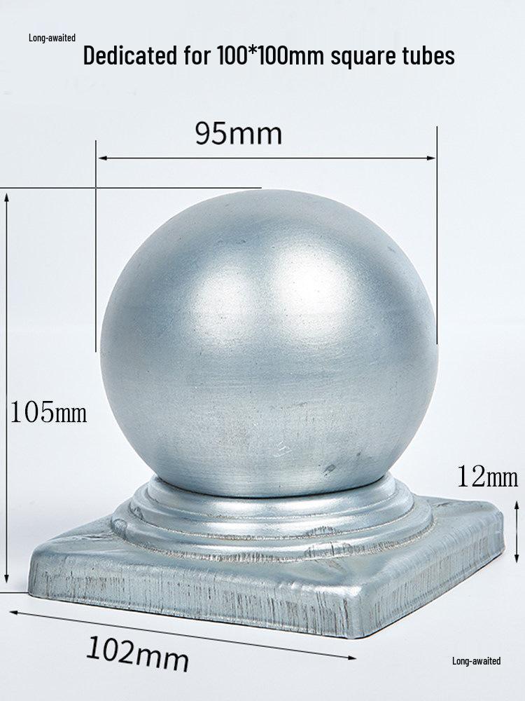 Wrought Iron Galvanized Ball Fence Post Cap for Square & Round Tubes